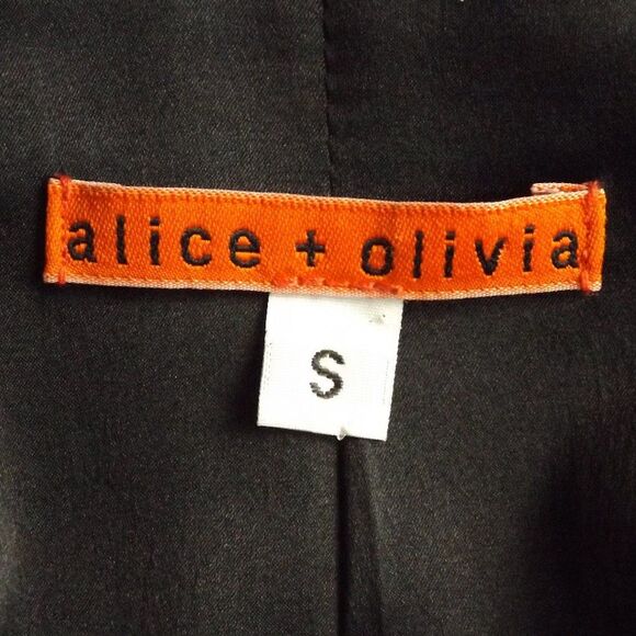 ALICE + OLIVIA Jacket, S,Black Plaid,Bell sleeves, Silk Lined, Big collar,Snaps - Picture 11 of 14